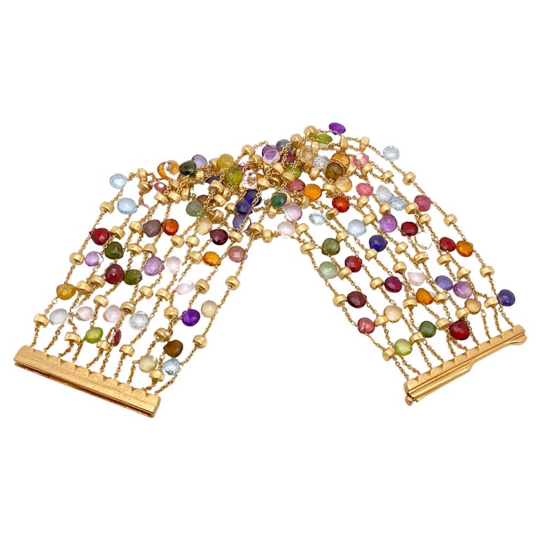 Bracelet Marco Bicego Paradise – Or Jaune 18 Carats, Perles Et Pierres Précieuses, Italie