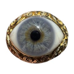 18K Yellow Gold Mariah Tash Lace and Pave Diamond Blue Eye Ring