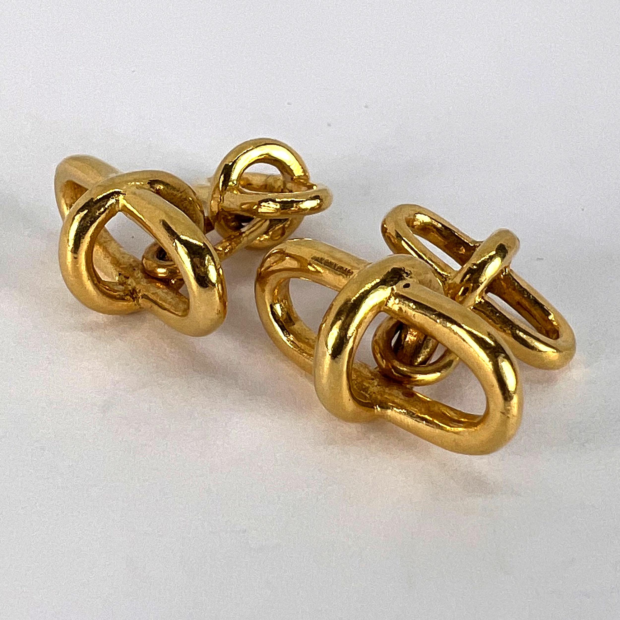 18K Yellow Gold Marine Chain Link Cufflinks For Sale 3