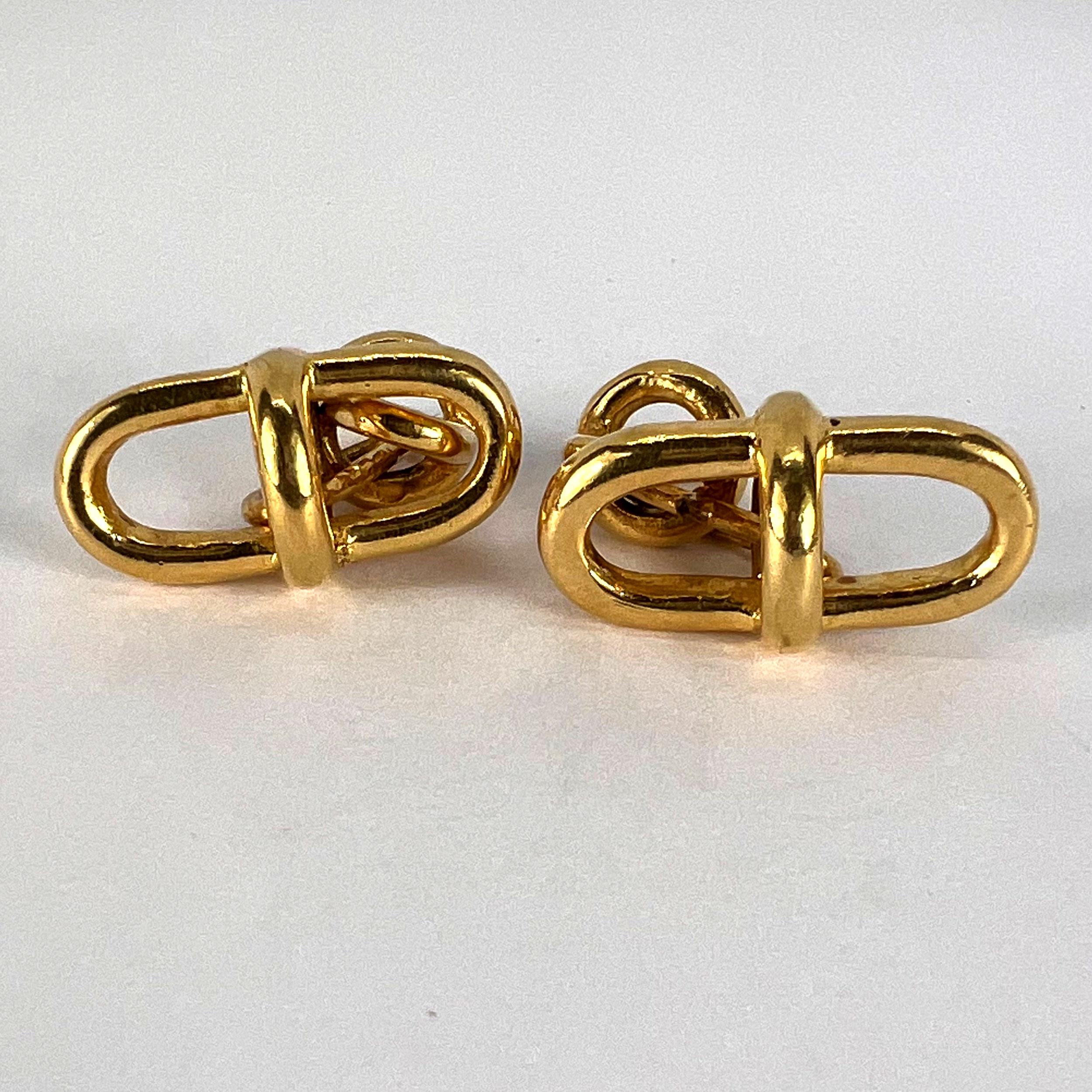 18K Yellow Gold Marine Chain Link Cufflinks For Sale 4