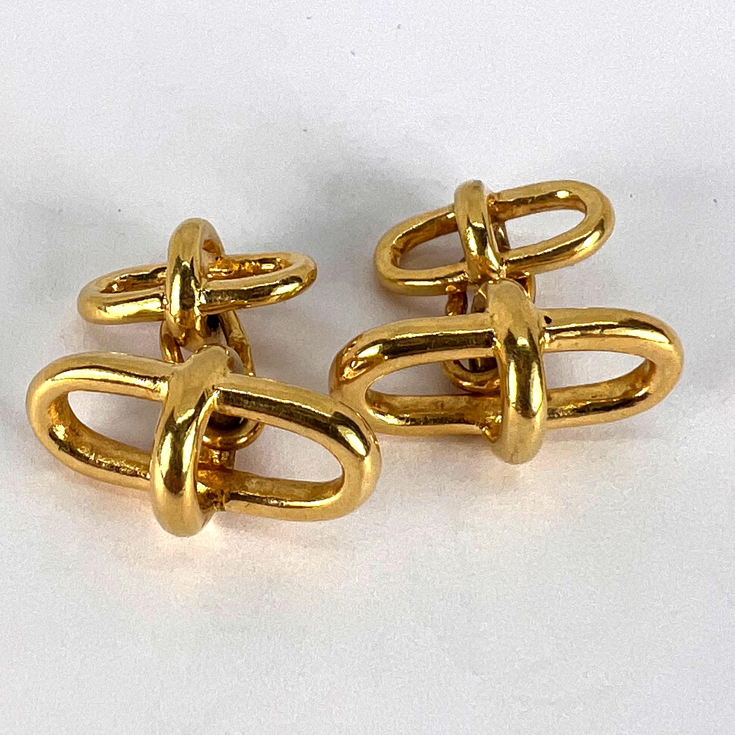 18K Yellow Gold Marine Chain Link Cufflinks For Sale 7