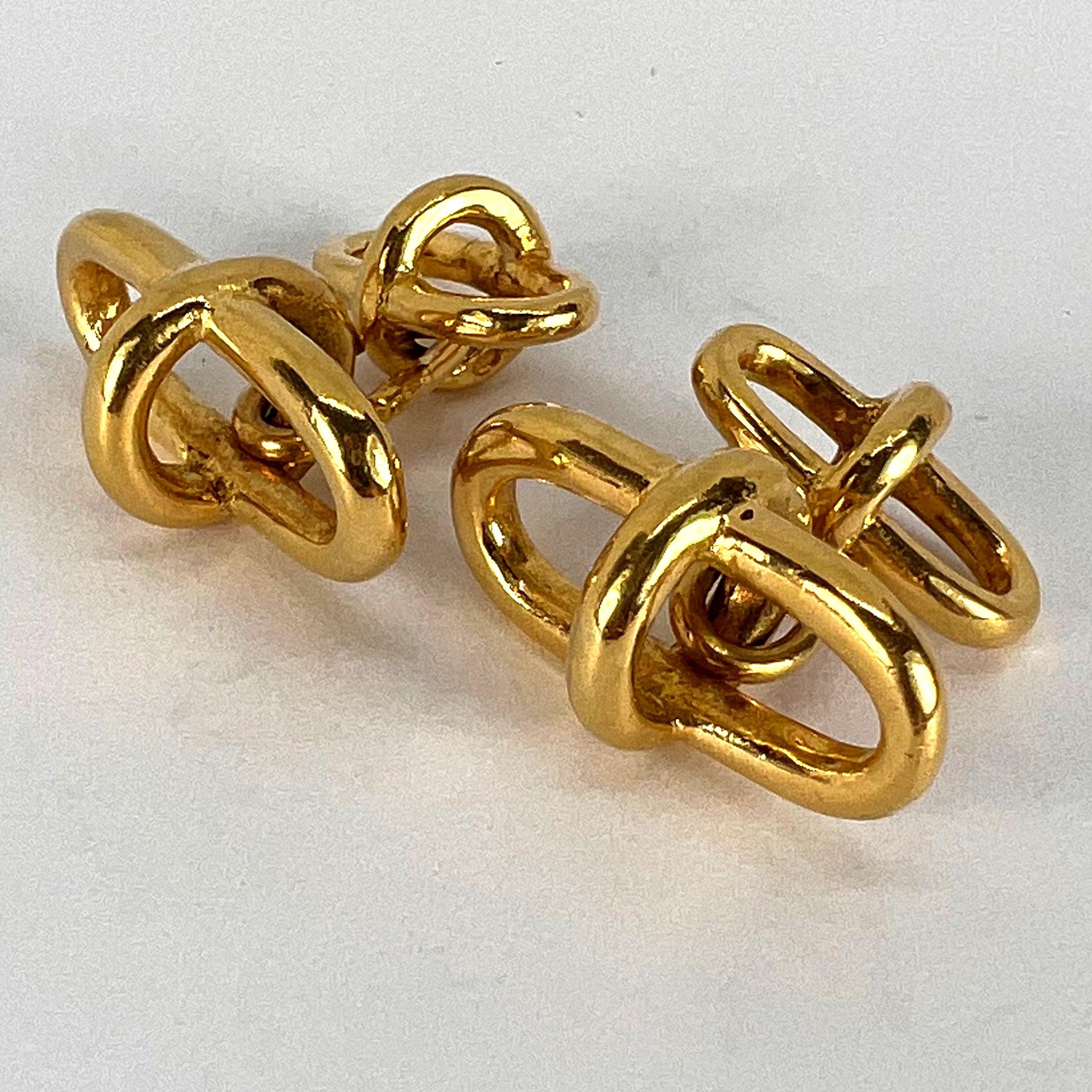 18K Yellow Gold Marine Chain Link Cufflinks For Sale 2