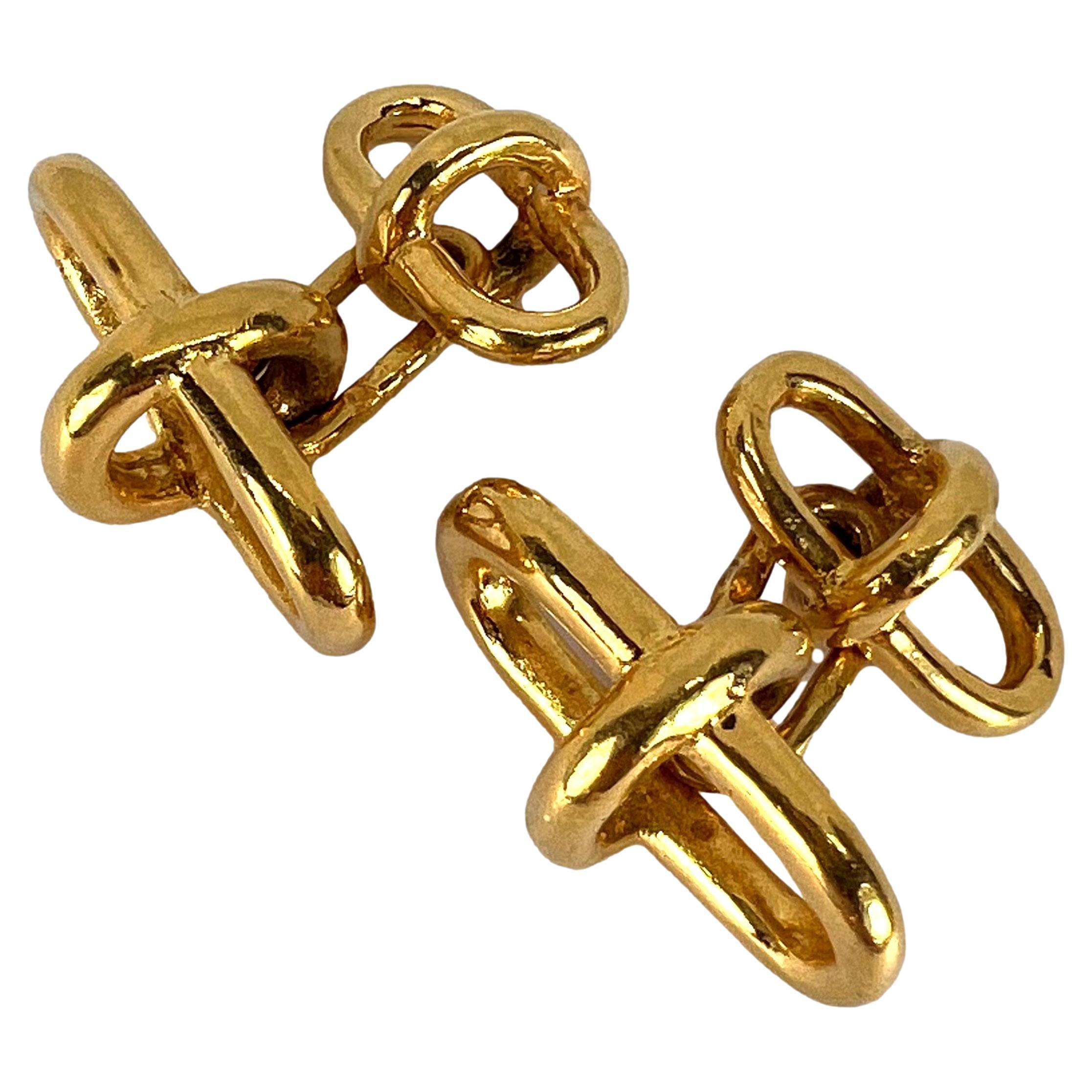 18K Yellow Gold Marine Chain Link Cufflinks For Sale