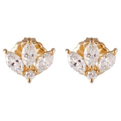 Borchie a foglia in oro giallo 18 carati con diamante marquise