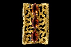 18k Yellow Gold Marquise Citrine and Elongated Open Nugget Ring