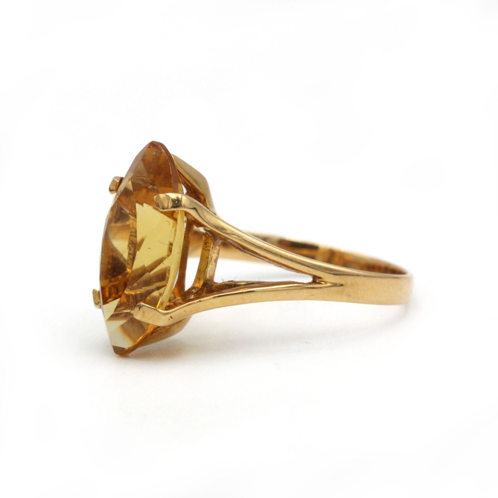 Anillo cóctel citrino marquesa de oro amarillo de 18 quilates - Joyería de fantasía de 5 quilates Corte marquesa en venta