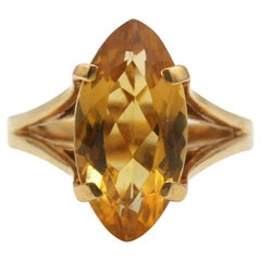 18K Yellow Gold Marquise Citrine Cocktail Ring – 5 Carat Statement Jewelry