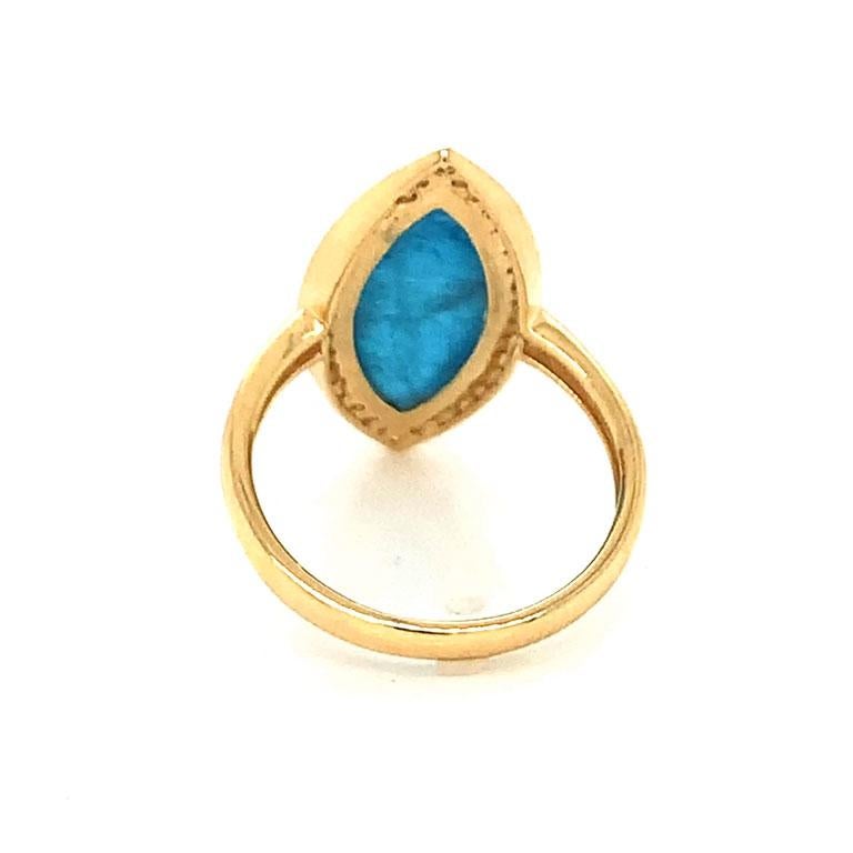 Marquise Cut 18K Yellow Gold Marquise Cocktail Ring w/Apatite, Rock Crystal Quartz & Diamonds For Sale