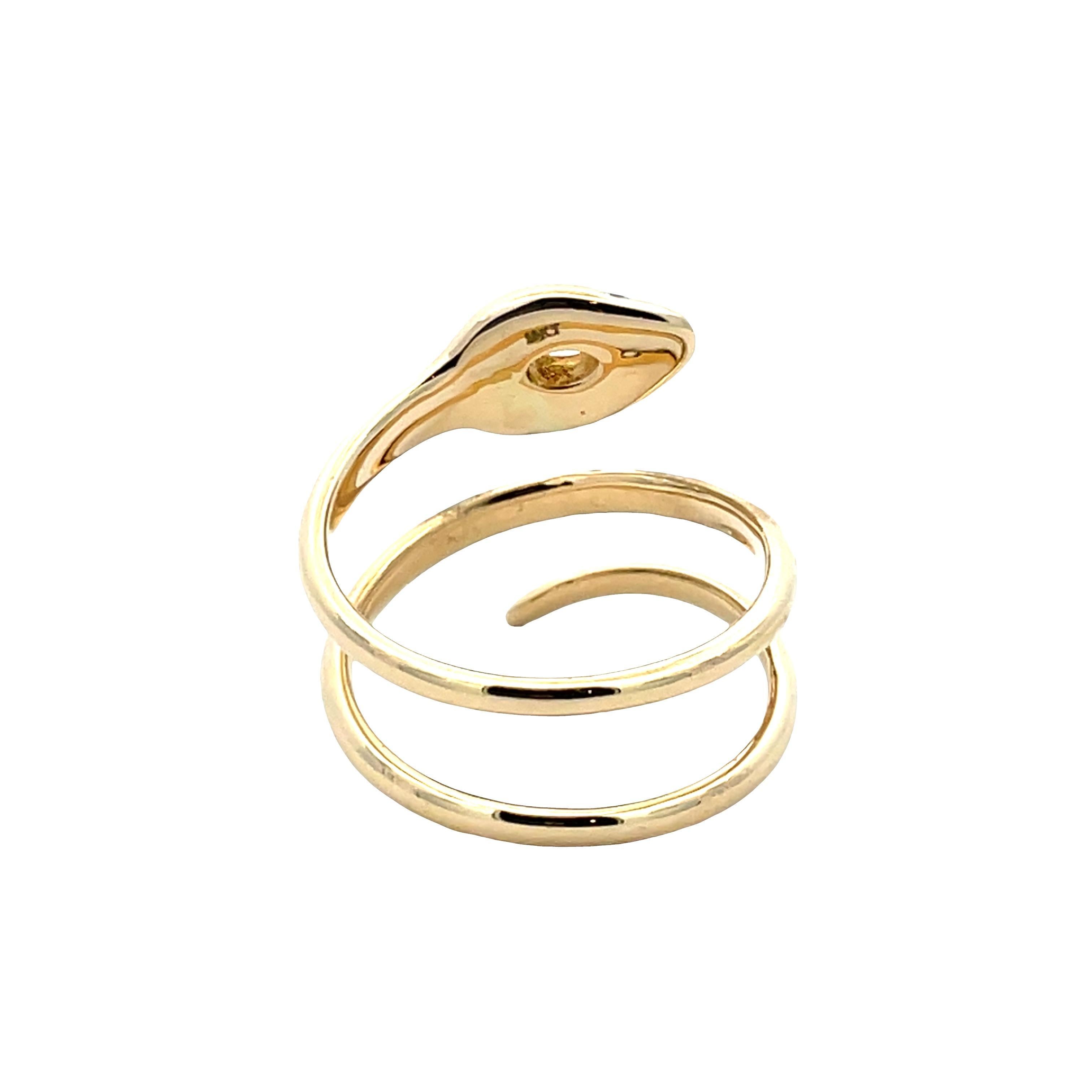 18k Yellow Gold Marquise Diamond Snake Swirl Ring - image 2