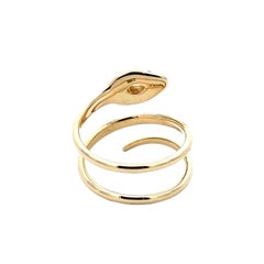 18K Yellow Gold Marquise Diamond Snake Swirl Ring