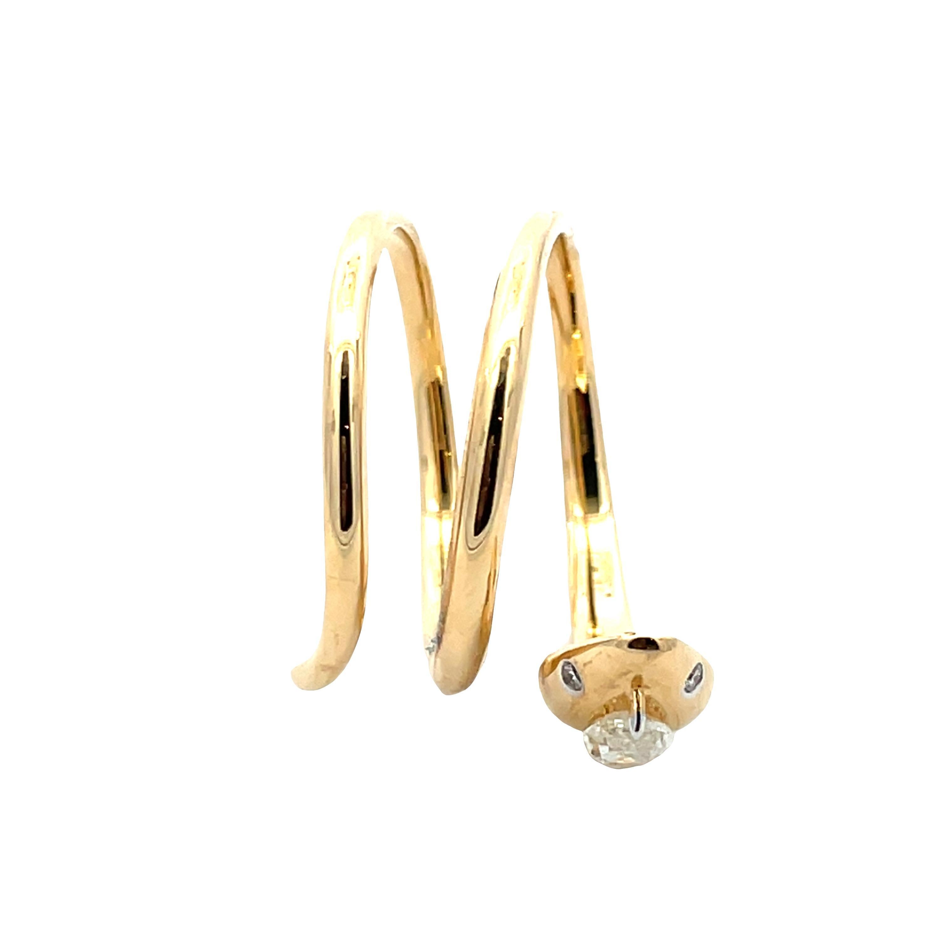 18k Yellow Gold Marquise Diamond Snake Swirl Ring - image 3
