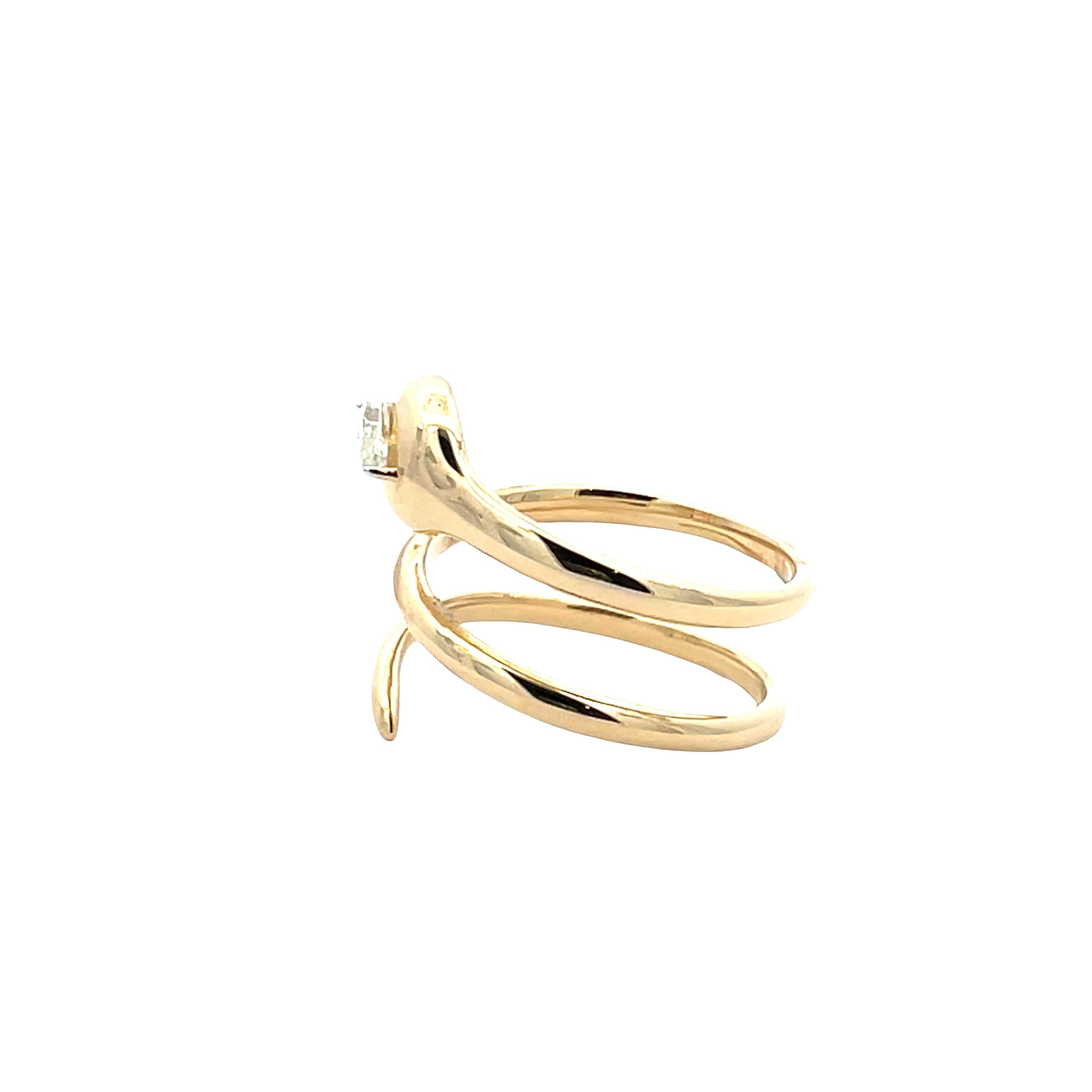 18k Yellow Gold Marquise Diamond Snake Swirl Ring - image 4