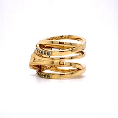 18 Karat Yellow Gold Marquise Opal Wrap Ring with Blue and Green Sapphires