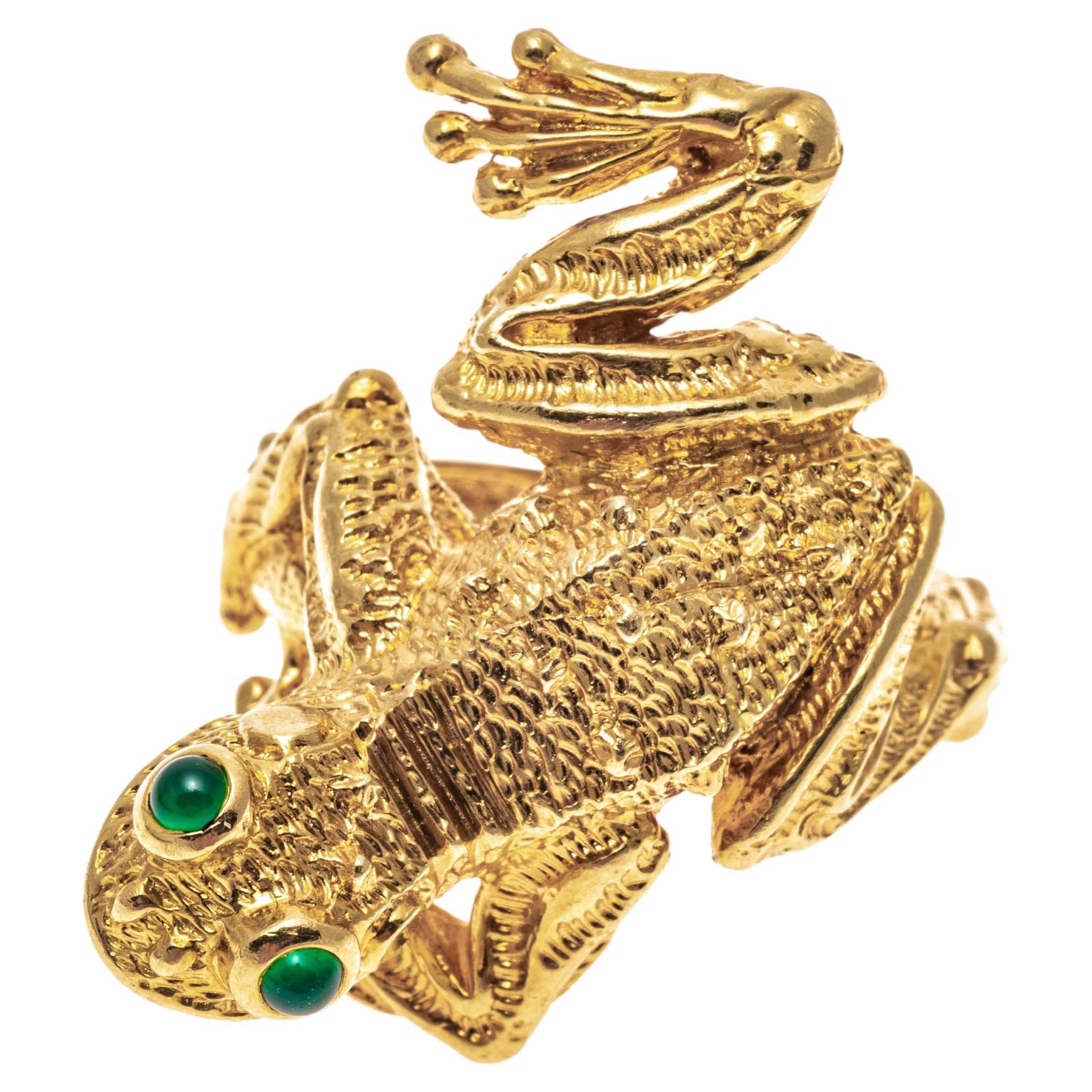 Yellow Gold Frog on Lily Pads Ring at 1stDibs