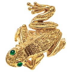 18k Yellow Gold Matte Figural Frog Ring