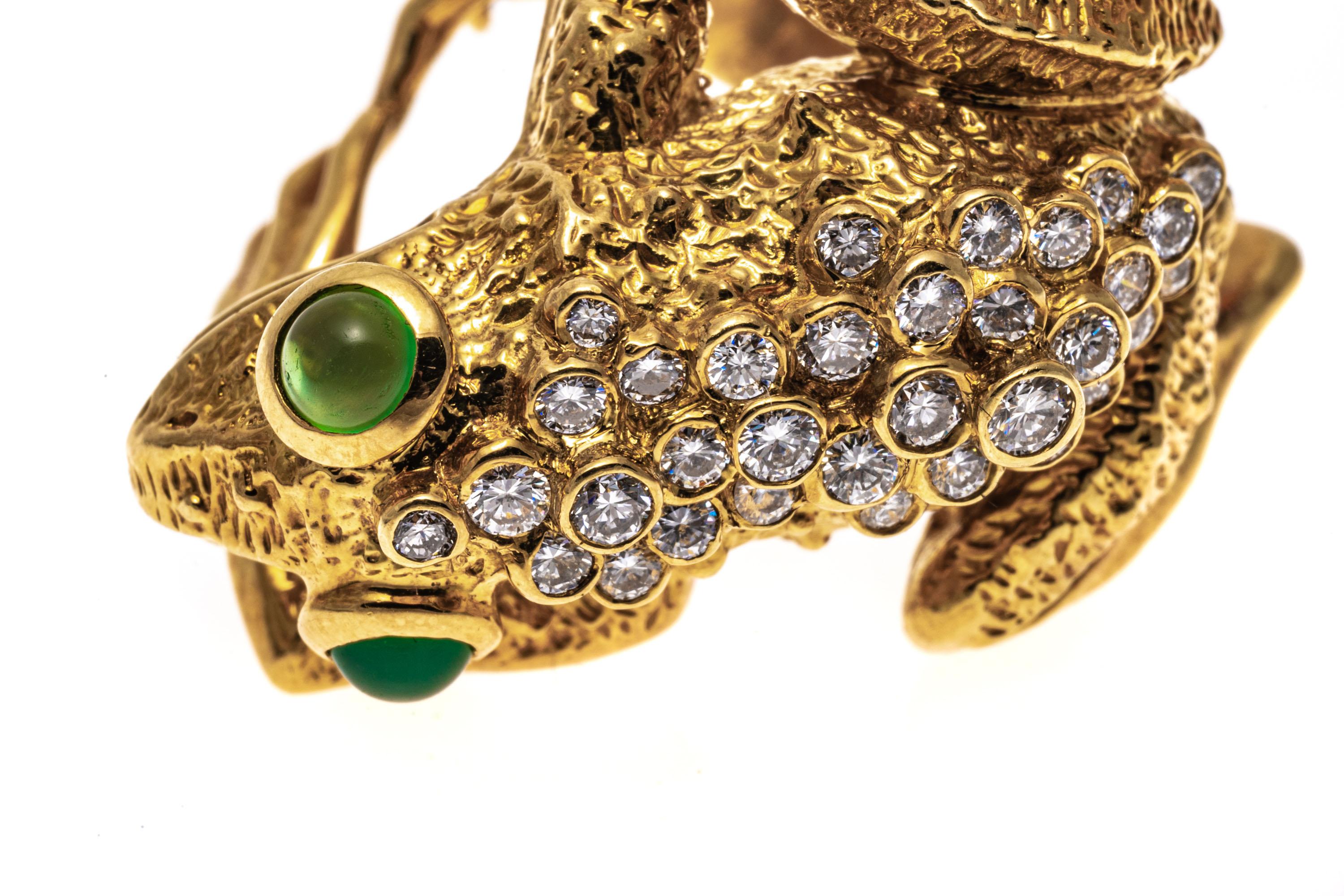 18 Karat Gelbgold Matter figürlicher Frosch-Ring mit Diamanten in Lünette (Zeitgenössisch)