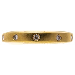 18k Yellow Gold Matte Finish Etoile Diamond Band Ring, App. 0.15 TCW