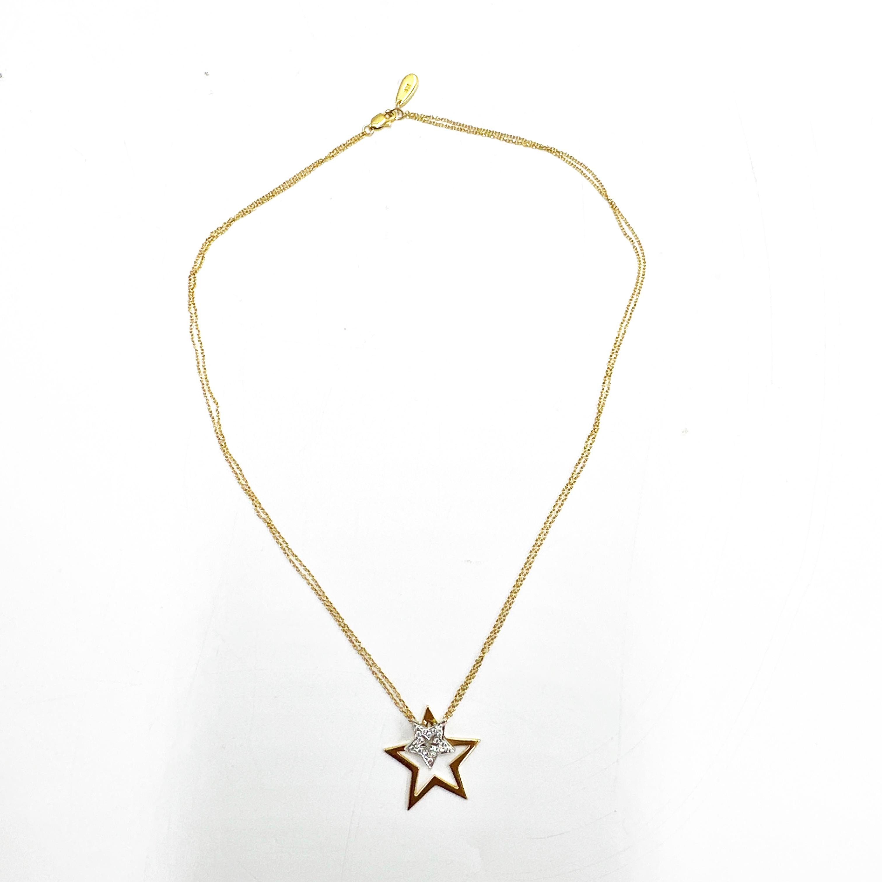 18k Yellow Gold MAYORS Custom Made Natural Diamond Double Star Pendant 3