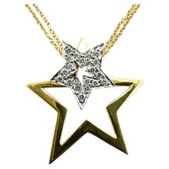 MAYORS Pendentif double étoile en or jaune 18 carats fait sur mesure avec diamants naturels