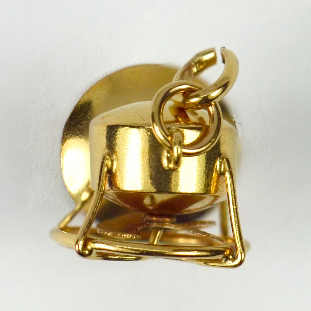 Women's or Men's 18 Karat Yellow Gold Mechanical Desk Fan Charm Pendant For Sale