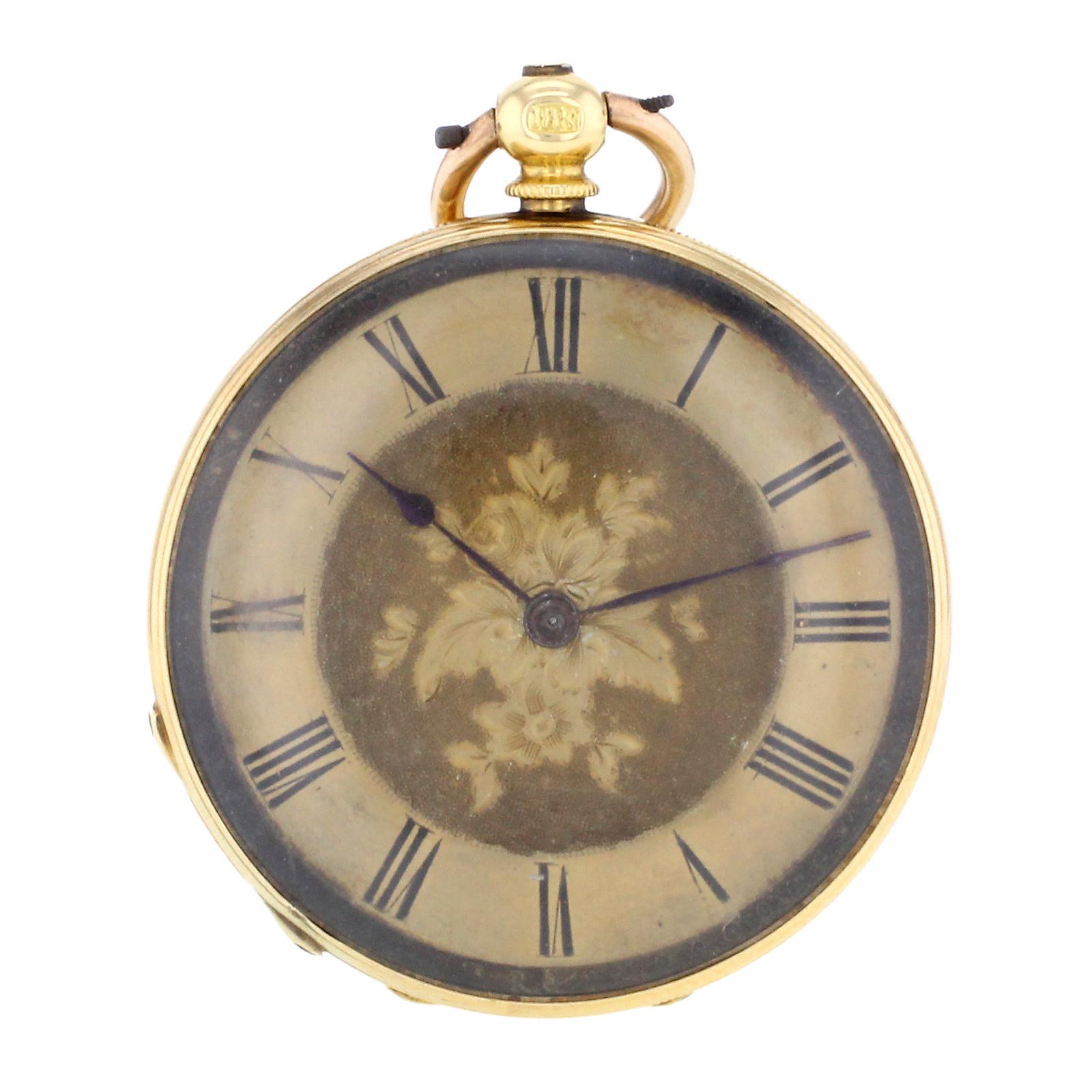 This pre-owned Non-Branded D&D 18556 is a beautiful Unisex timepiece that is powered by mechanical (hand-winding) movement which is cased in a yellow gold case. It has a round shape face, no features dial, and has hand roman numerals style markers. 