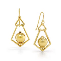 18K Yellow Gold Medium Gold Lantern Earrings