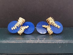 18K Yellow Gold Mellerio 1970s French Lapis Lazuli Earrings