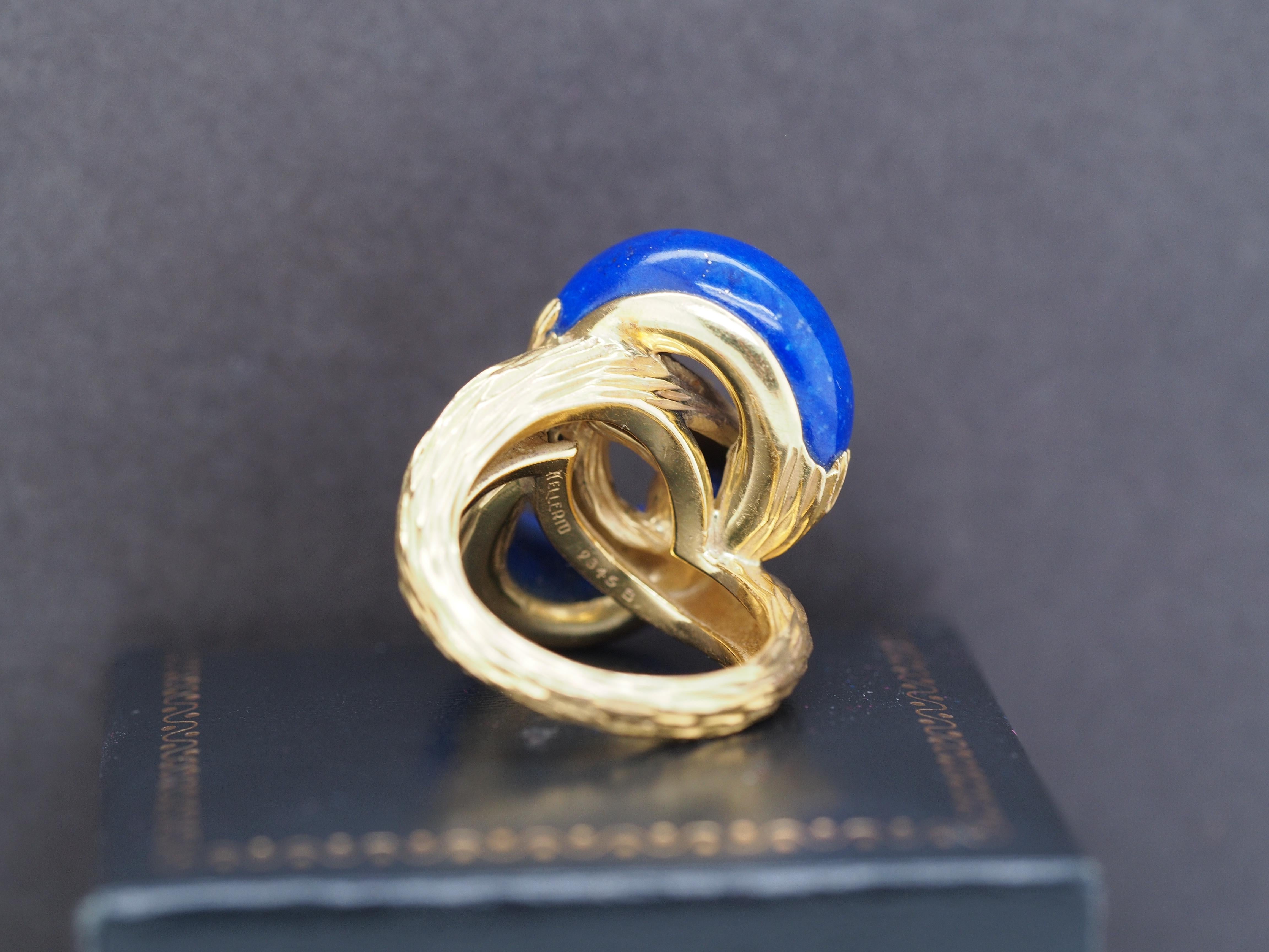 18K Yellow Gold Mellerio 1970s French Lapis Lazuli Ring In Good Condition For Sale In Atlanta, GA