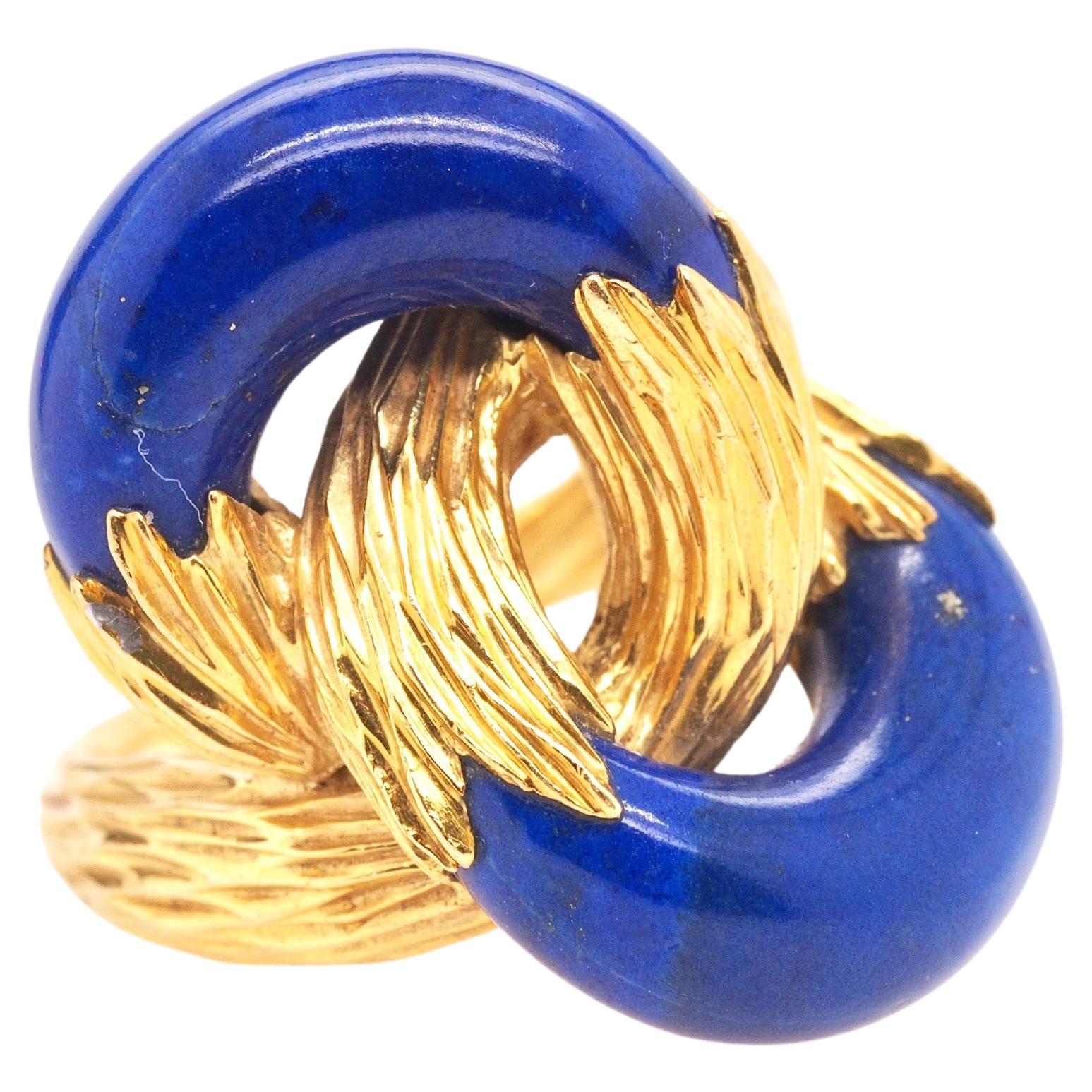 18 Karat Gelbgold Mellerio 1970er Jahre Französischer Lapislazuli-Ring im Angebot