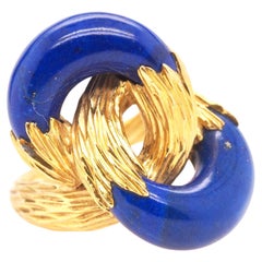 18K Yellow Gold Mellerio 1970s French Lapis Lazuli Ring