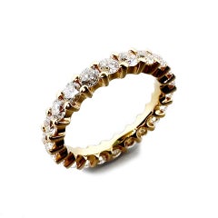18K Yellow Gold Memory Ring with 22 Brilliant Cut Diamonds Fvs 2.12 ct