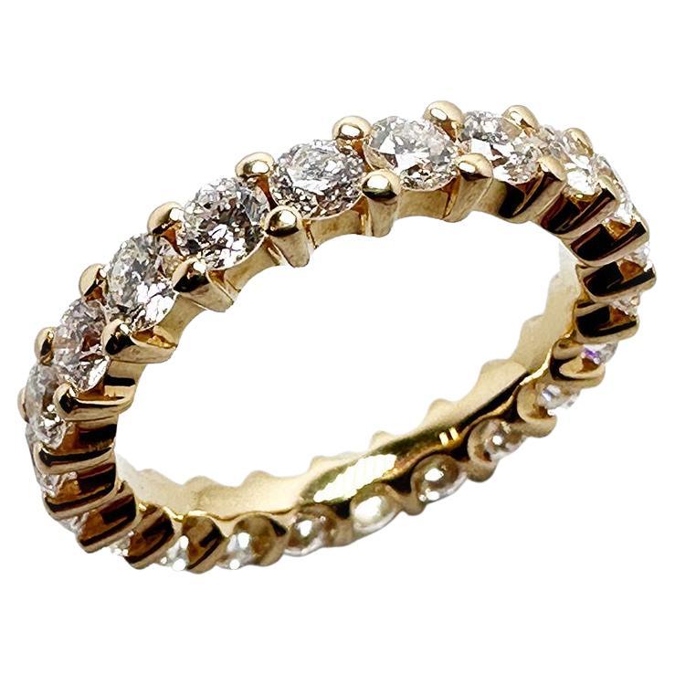 18K Yellow Gold Memory Ring with 22 Brilliant Cut Diamonds Fvs 2.12 ct