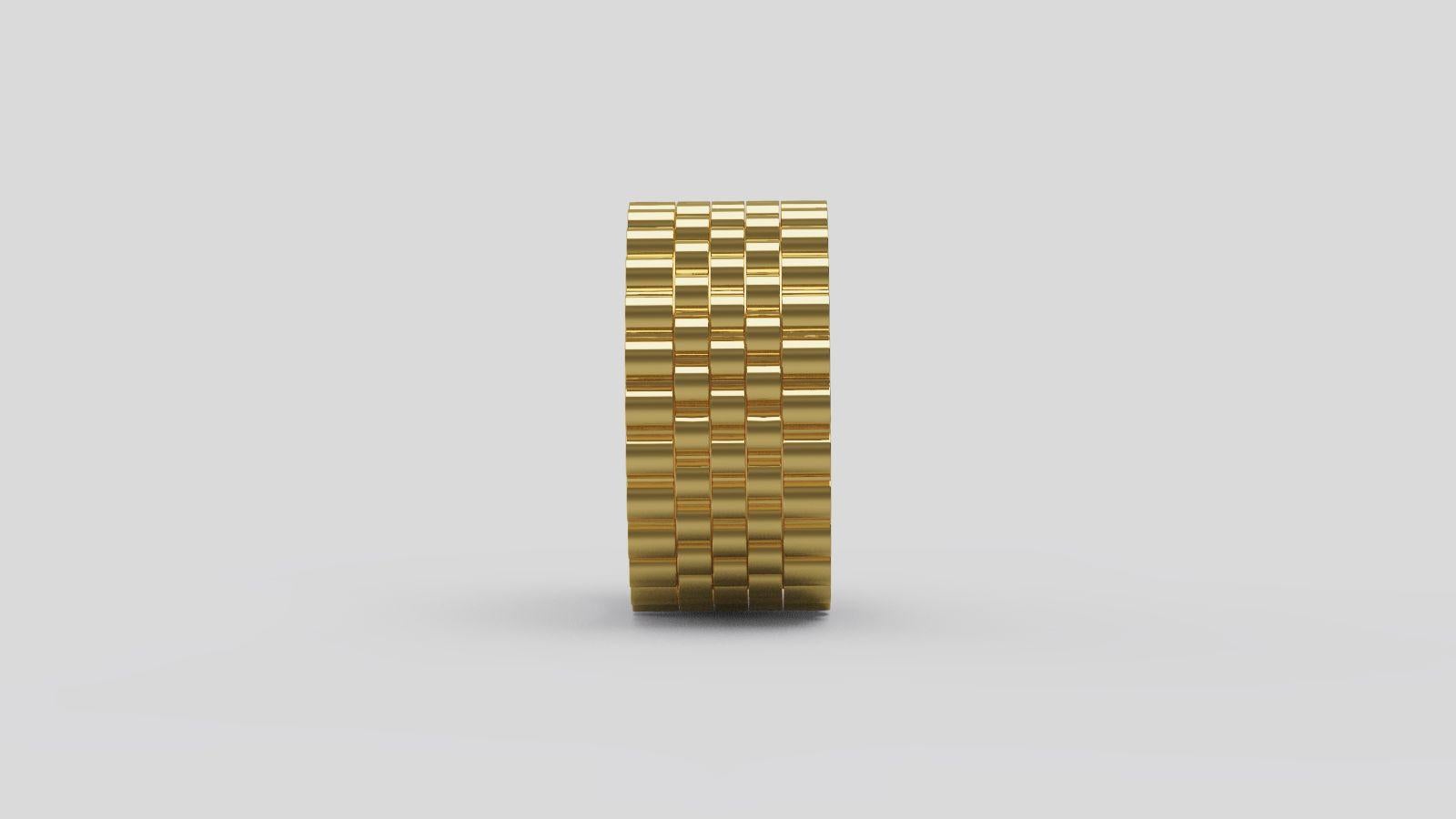18K Gelbgold Herrenband Ring im Zustand „Neu“ im Angebot in New York, NY