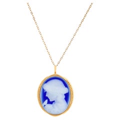 18k Yellow Gold Meno Cameo Brooch/ Pendant with Chain