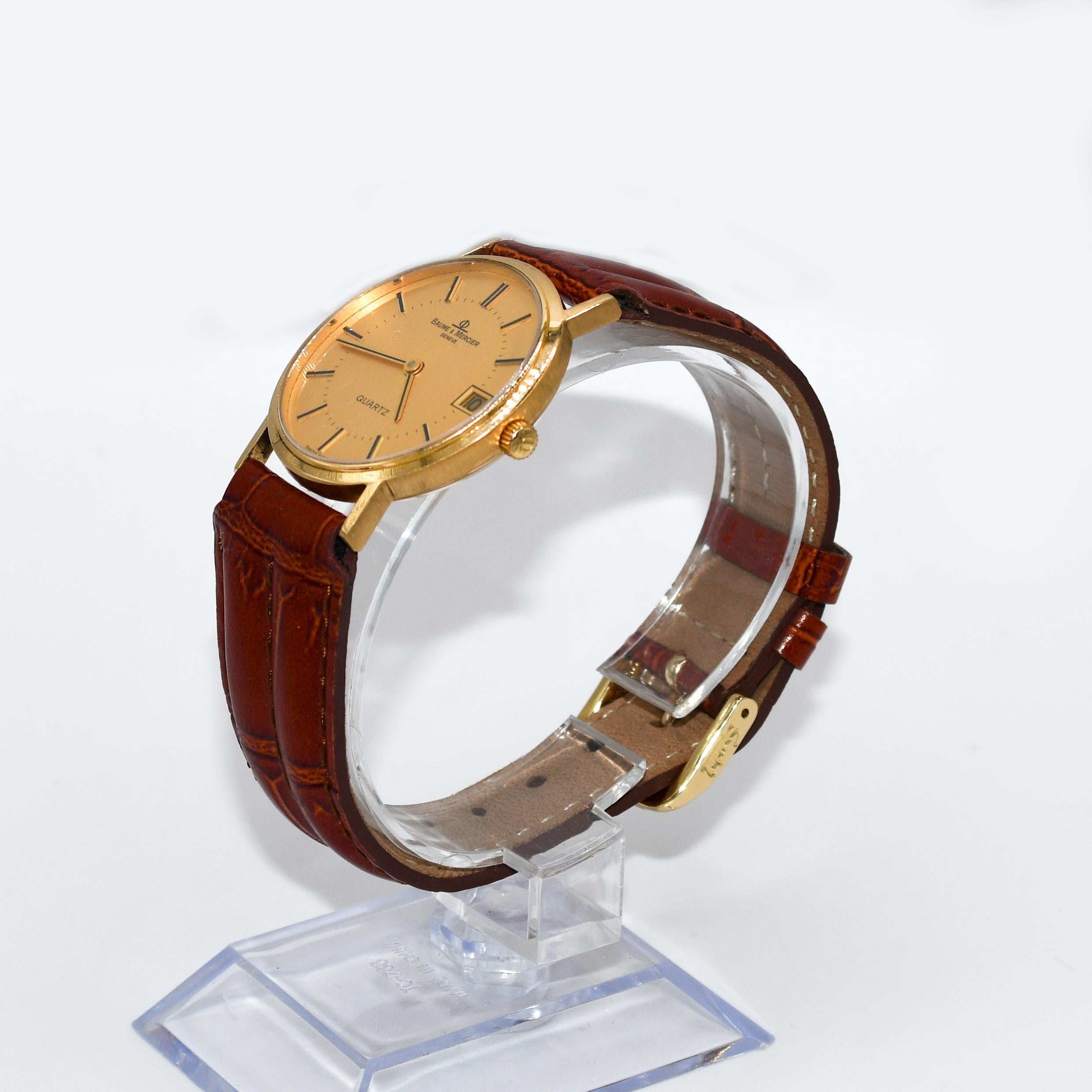 18 Karat Gelbgold Herrenuhr, Baume & Mercier Quarz 3