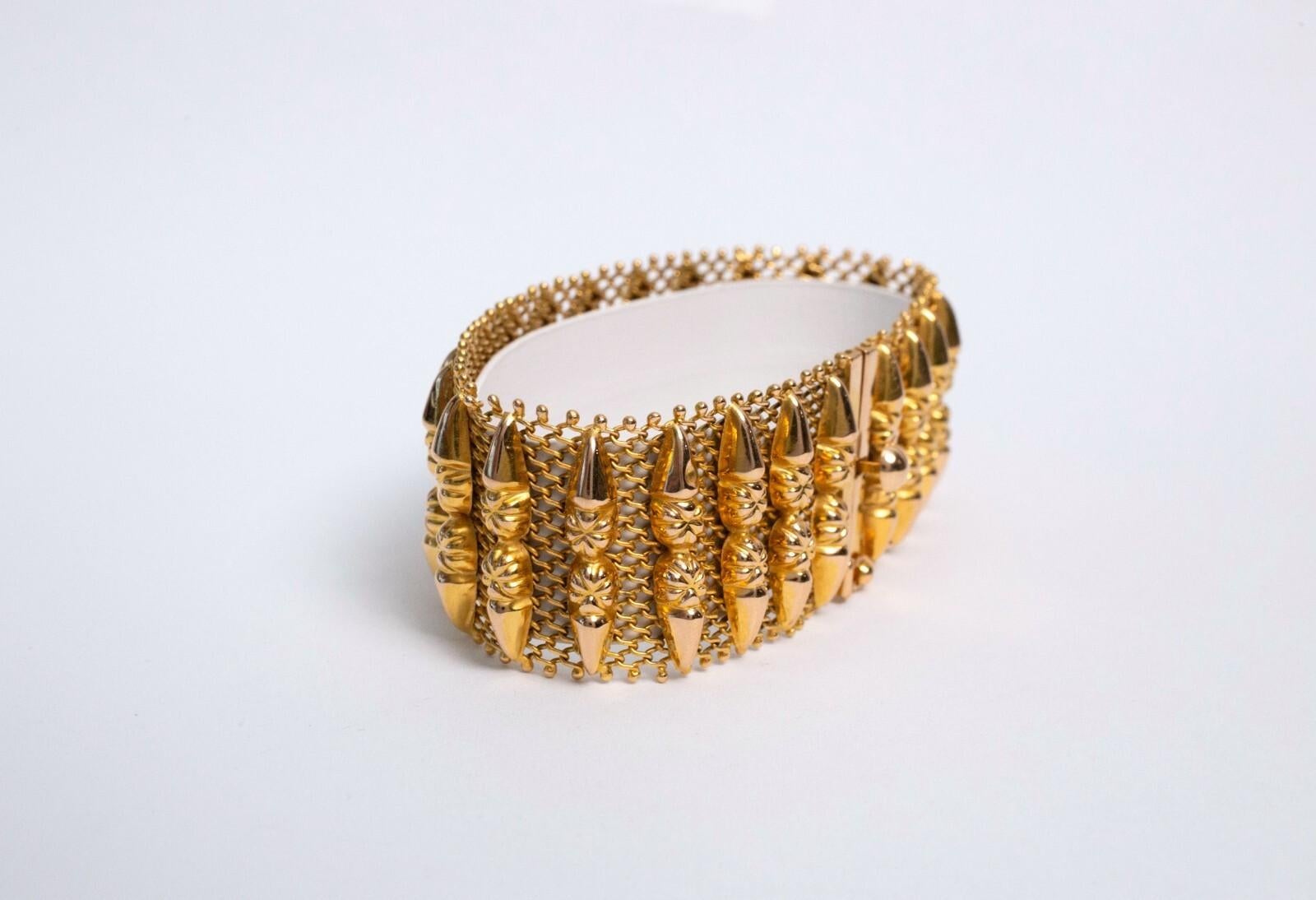 Pulsera de malla de oro amarillo de 18 quilates, 7,0 pulgadas - 41,7 g en Bueno estado para la venta en Providence, RI