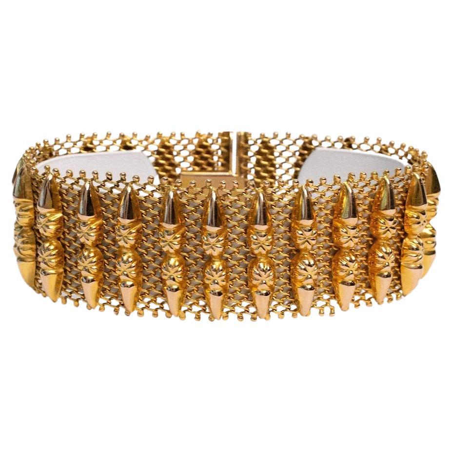 18k Yellow Gold Mesh Bracelet, 7.0 inches - 41.7g