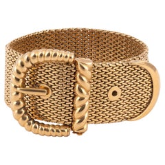 18k Yellow Gold Mesh Bracelet with Buckle Clasp