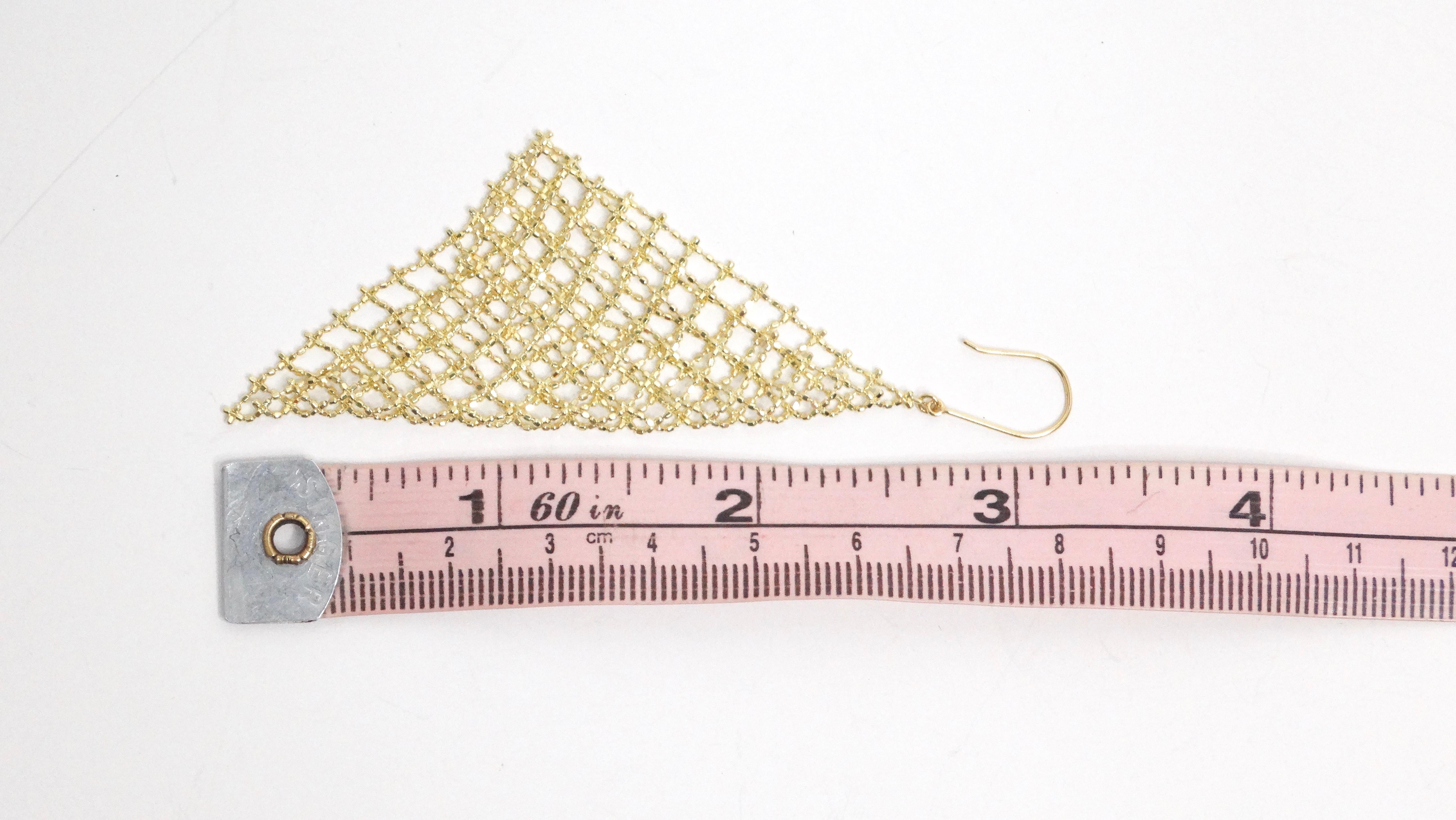 18k Yellow Gold Mesh Wire Chandelier Earrings In Good Condition In Scottsdale, AZ