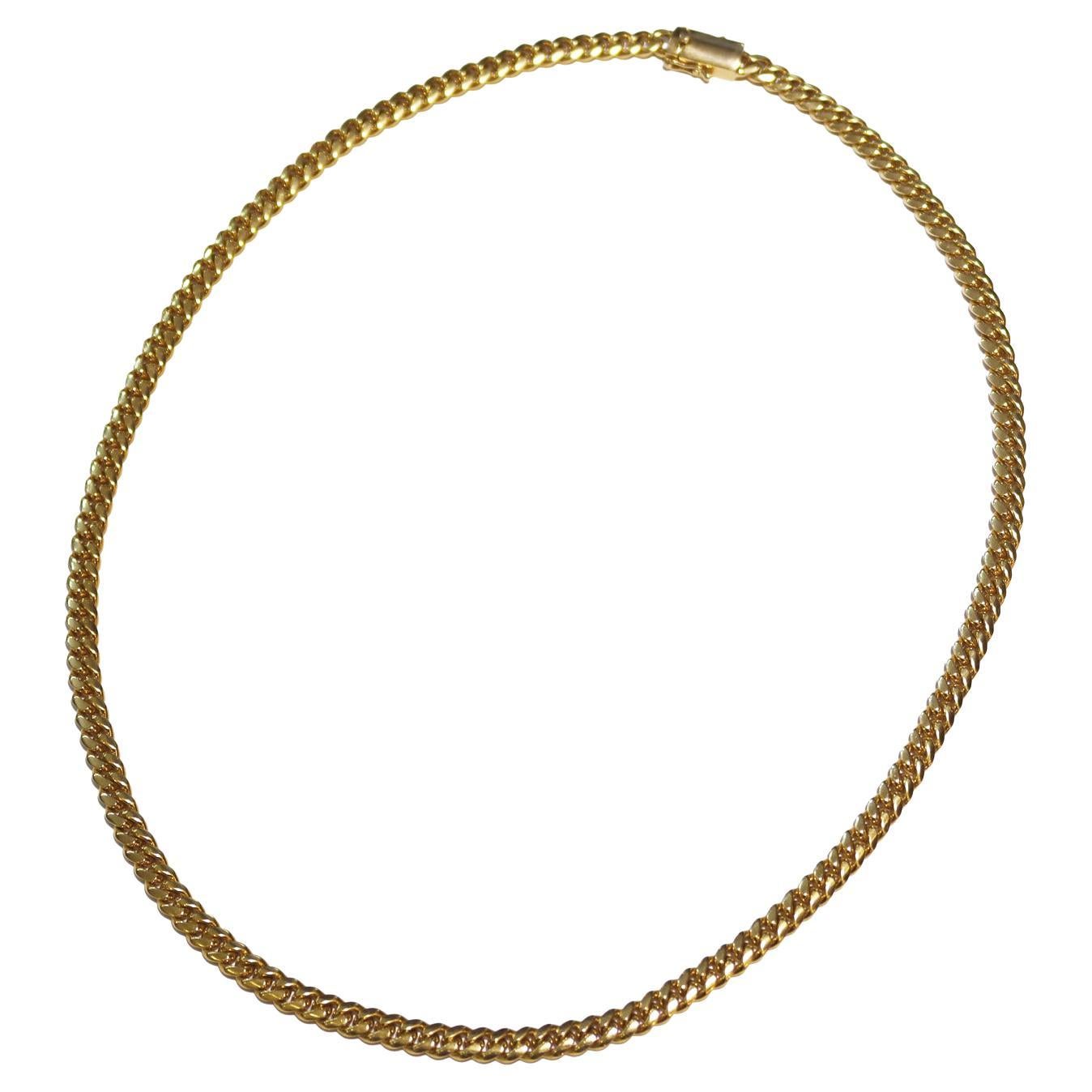 18k Yellow Gold Miami Cuban Chain Necklace For Sale