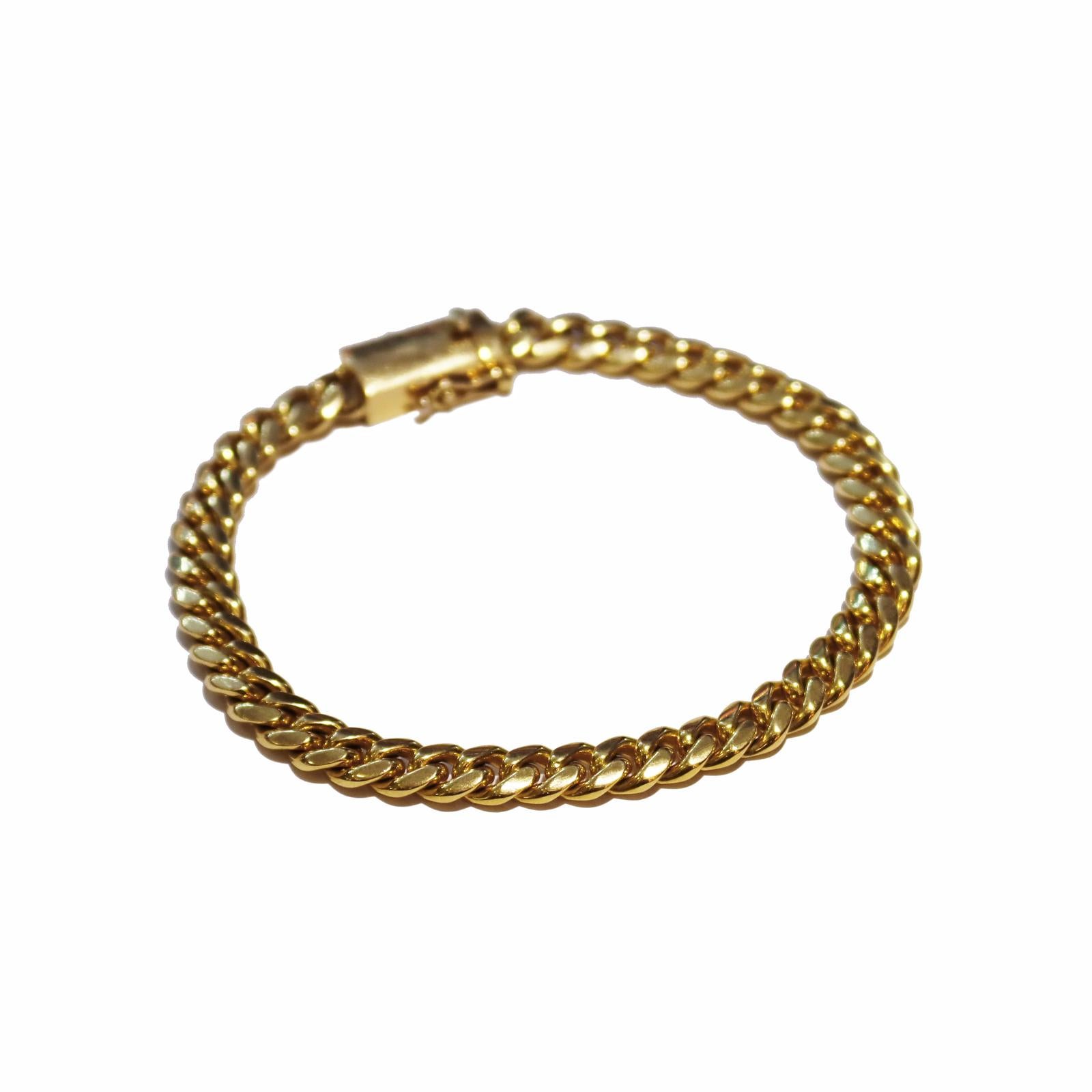 Women's or Men's 18k Yellow Gold Miami Cuban Chain Bracelet For Sale