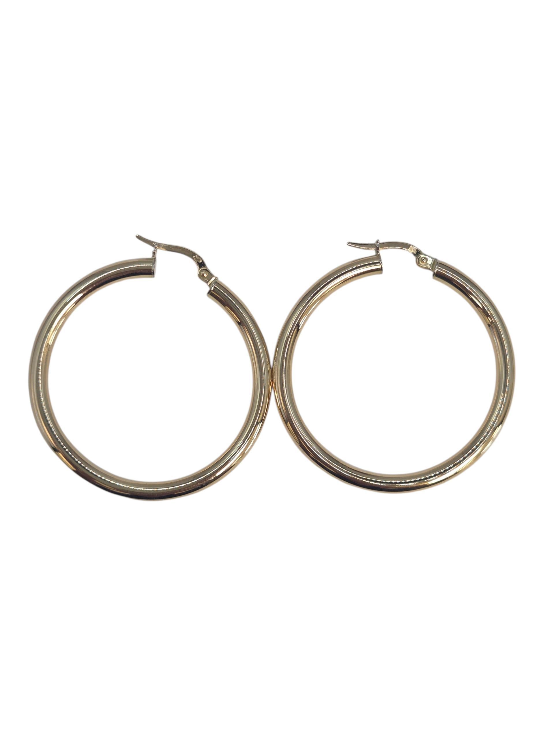 Orecchini a cerchio di medie dimensioni in oro giallo 18K #23541