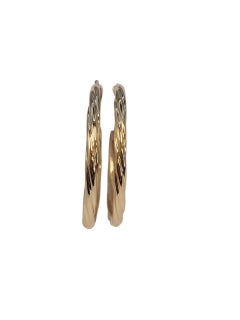 18k Yellow Gold Mid-Size Twisted Hoop Earrings #23529