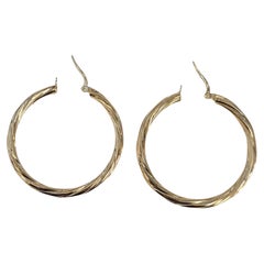 18k Yellow Gold Mid-Size Twisted Hoop Earrings #23529