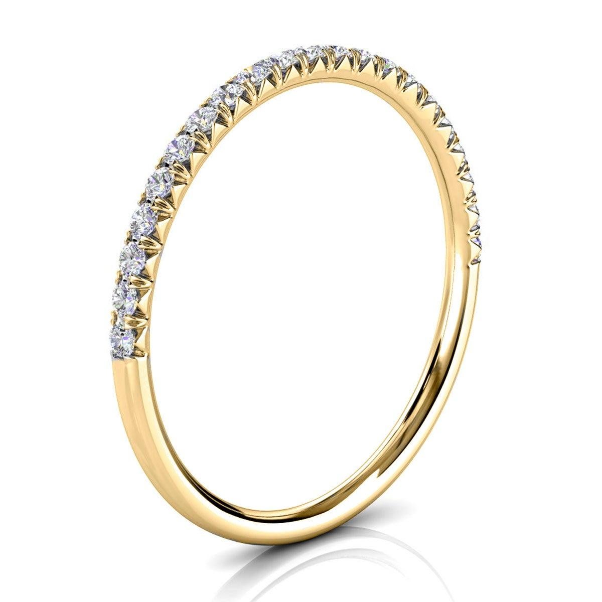 For Sale:  18K Yellow Gold Mini Voyage French Pave Diamond Ring '1/6 Ct. tw' 2