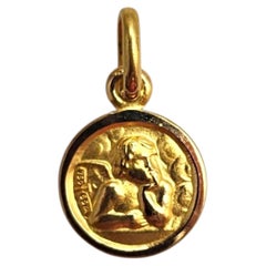 18K Yellow Gold Miniature Guardian Angel Charm #25317