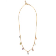 10.84 ct Drop Multi Sapphire 18K Yellow Gold Necklace for Her