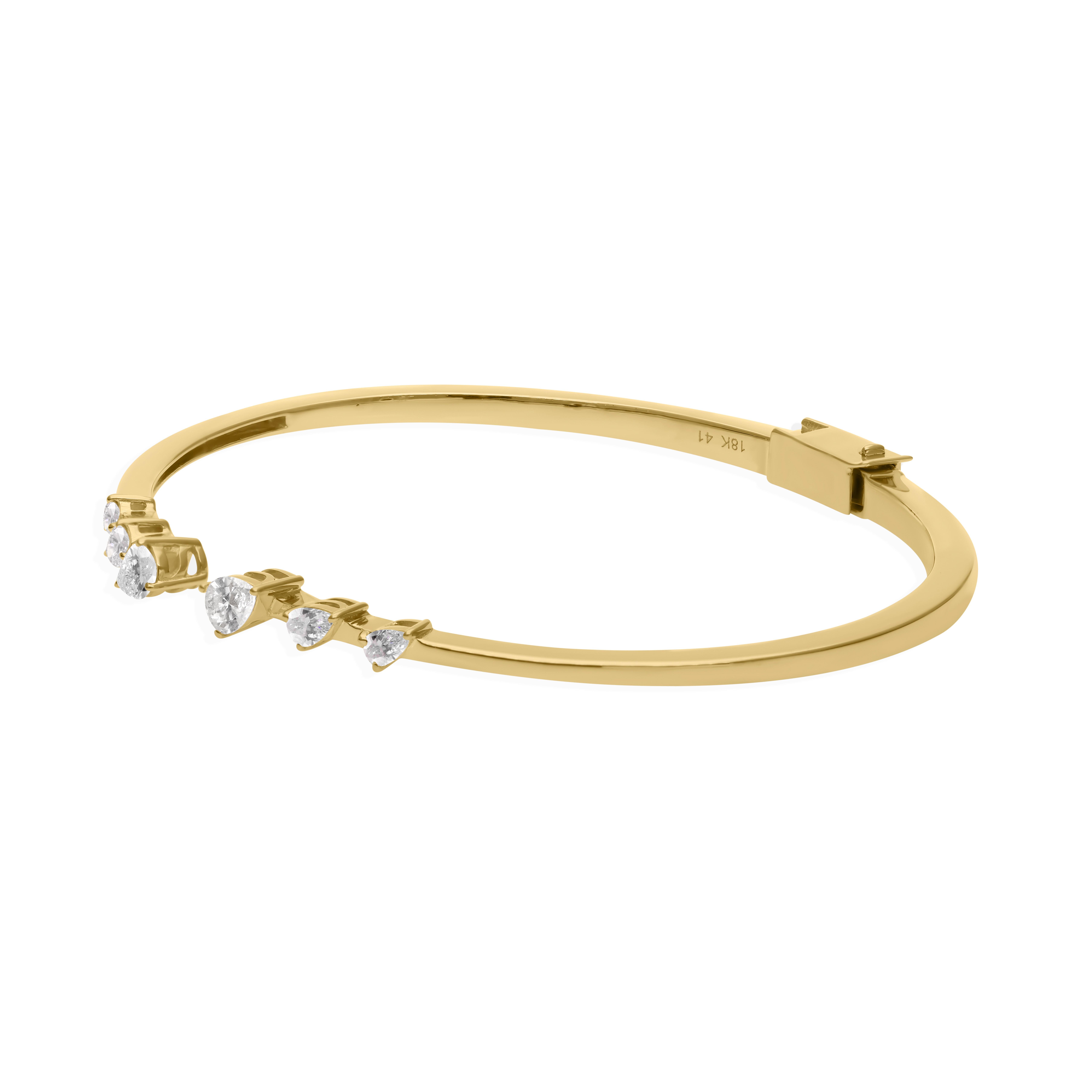De las mujeres Pulsera brazalete de oro amarillo de 18 quilates con diamantes SI/H en graduación mínima para mujer en venta