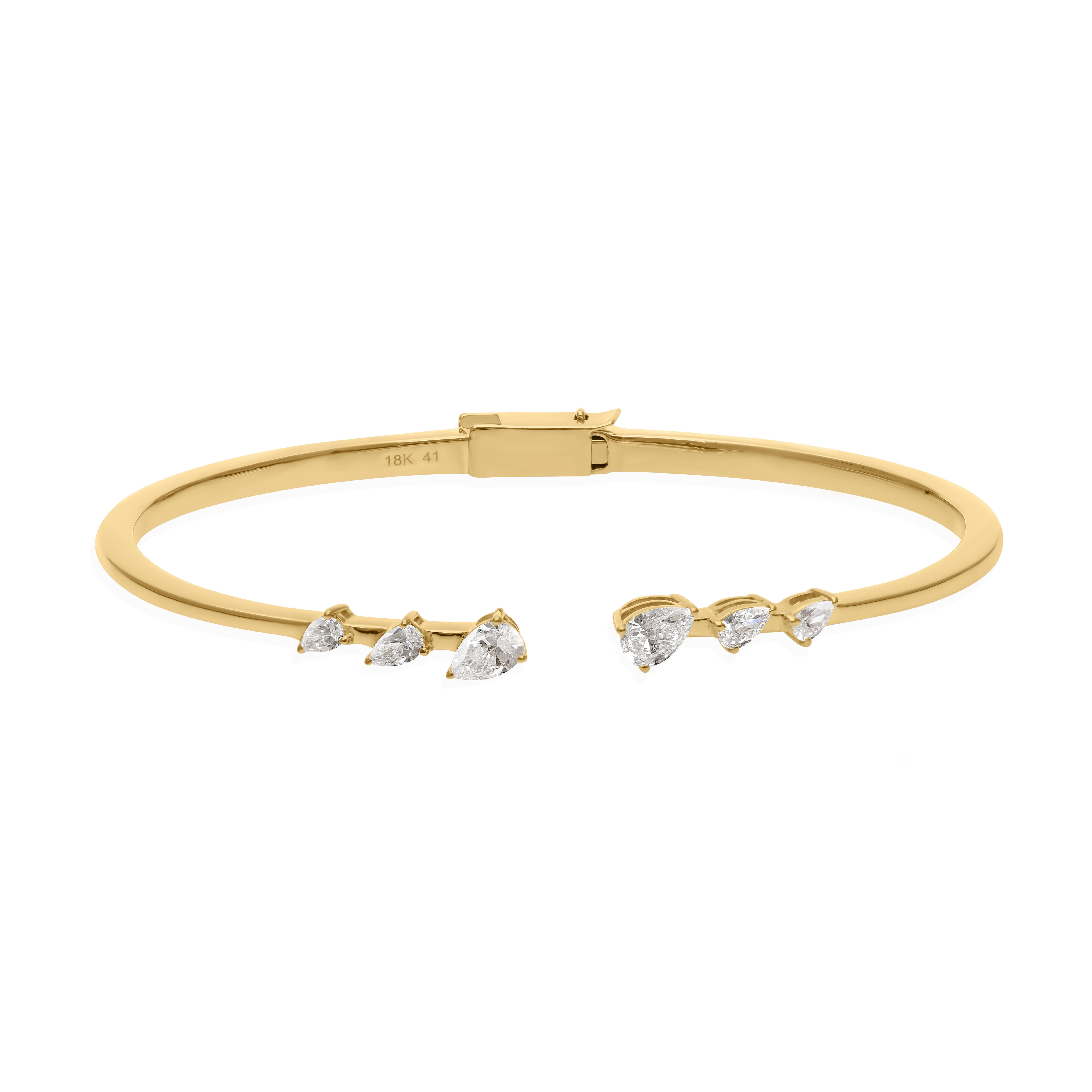 Pulsera brazalete de oro amarillo de 18 quilates con diamantes SI/H en graduación mínima para mujer en venta 1