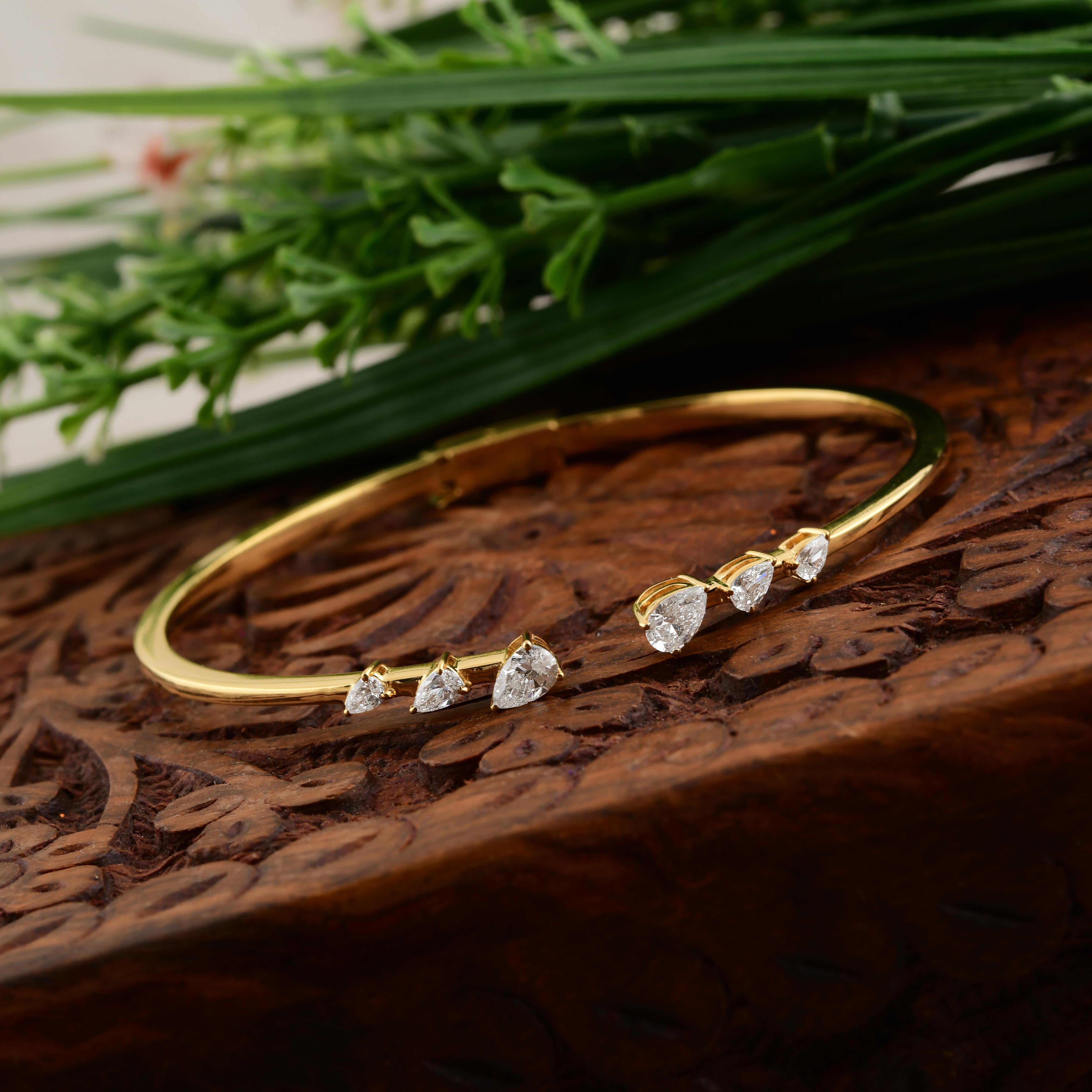 Pulsera brazalete de oro amarillo de 18 quilates con diamantes SI/H en graduación mínima para mujer en venta 2
